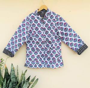 Bloc imprimé coton matelassé veste indienne à la main courte Boho femmes veste manteau cadeaux uniques Vintage Floral bord brut - Product Image 6
