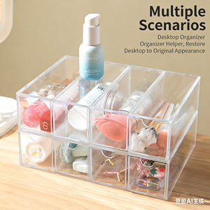 <strong>Plastic</strong> PET Desktop <strong>Drawers</strong> <strong>Stacking</strong> 4-Sliding <strong>Drawers</strong> Desk Accessories Display Caddy Vanity Stationery Japandi Design - Product Image 3