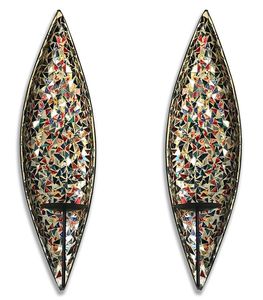 Applique murale en mosaïque de miroir marocain de luxe, bougeoir vintage en métal, bougeoir à pilier élégant, art d'intérieur pour la maison, l'hôtel, le mariage - Product Image 6