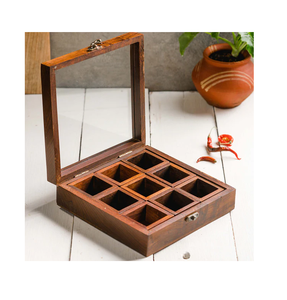 Boîte à épices rectangulaire en bois écologique avec couvercle en verre, couleur personnalisée, marque TIMELESS CRAFT, design élégant, accessoires cadeaux haut de gamme - Product Image 3