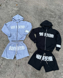 Pantalones Cortos Deportivos de Algodón 100% Personalizados de Alta Calidad, Conjuntos Casuales Unisex para Hombre con Estampado Otoñal, Sudaderas y Hoodies Desgastadas con Efecto Descolorido por el Sol - Product Image 1