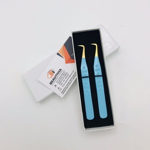 Pince à épiler professionnelle d'extension de cils de volume de botte de 90 degrés pince à épiler à pointe de fibre d'acier inoxydable de marque privée - Product Image 6