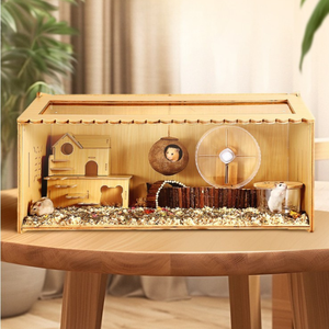 บ้านแฮมสเตอร์ขนาดใหญ่พิเศษ ขายส่ง ทำจากไม้และอะคริลิก สำหรับสัตว์เลี้ยง DIY กล่องเลี้ยงแบบใส รูปทรงสี่เหลี่ยมผืนผ้า ใช้ได้ทั้งในร่มและกลางแจ้ง สำหรับสัตว์เลี้ยงขนาดเล็ก เช่น หนูตะเภา - Product Image 2