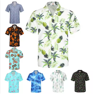 Camisa personalizada de manga corta con estampado Hawaiano de verano para hombre, moda de poliéster 100% con Palmera para hombre - Product Image 1
