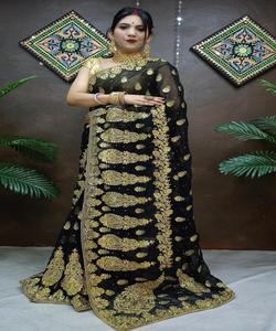 Banarasi Soie Jacquard Saree Avec Chemisier Femmes Porter Dames Fête Festival Usage Quotidien Doux Coton Soie Sari En Gros Bas Prix Vêtements - Product Image 1