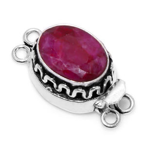 <b>Ruby</b> Gemstone 1Strand, 2Strand & 3Strand Box Clasp Antique Starling Silver Plated 26X15X10MM Jewelry Making Clasp B702 - Product Image 5