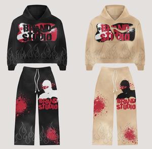 ชุดวอร์มพิมพ์ลายสำหรับผู้ชายชุดวิ่งวิ่งแบบเรียงซ้อนกันใส่ได้ทั้งชายและหญิงพิมพ์ลายกรดแบบปรับแต่งโลโก้ได้ - Product Image 1