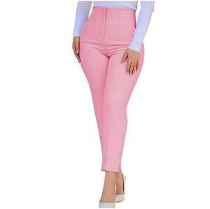 Pantalon de travail élégant pour femmes, décontracté, pour le bureau, skinny, taille haute, lavé, avec poche avant, été - Product Image 1