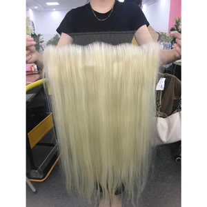 Peluca de pelo vietnamita virgen 100%, recta Natural Frontal caliente con base de tupé de longitud larga y parte media con encaje suizo - Product Image 2