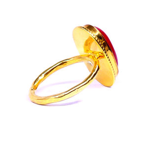 Traditionnel Sterling Silver 925 Coral Gemstone Classic Daily Wear Mariage élégant Les femmes portent une bague unisexe - Product Image 5