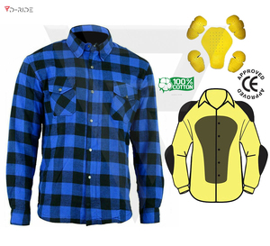 เสื้อเชิ้ตผ้าสักหลาดระบายอากาศลายสก็อตสีแดงและสีดำพร้อมเสื้อป้องกันที่ผ่านการรับรอง CE เพื่อความปลอดภัยในการทำงาน - Product Image 4