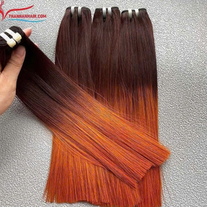 Paquetes rectos de hueso trama Ombre extensión de cabello de color naranja cabello procesado Cabello humano virgen listo para enviar - Product Image 3