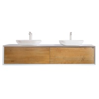 Ensemble de meuble-lavabo mural double vasque moderne de luxe de 72 pouces avec tiroir à ouverture par pression et plan de travail en MDF pour salle de bain, hôtel, appartement, villa