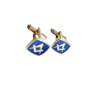Master Mason Blue Lodge Gemelos 1 par Esmalte azul Cuadrado y brújula Gemelos elegantes que muestran conexión masónica y hermandad - Product Image 4