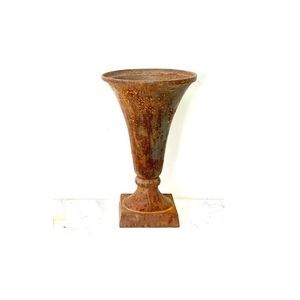 Maceta de urnas de jardín de Metal con acabado antiguo con mango y Pedestal para maceta de plantas de Metal decorativa para jardín al aire libre - Product Image 5