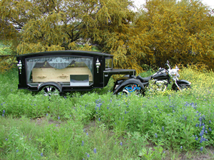 Chariot de cercueil noir remorquable/chariot funéraire de corbillard noir moderne entraîneur de cercueil remorqué - Product Image 5