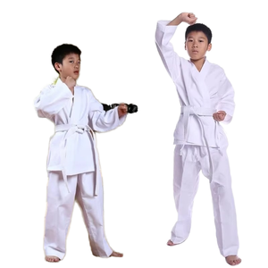 100% ชุดคาราเต้ผ้าฝ้ายน้ำหนักเบาสำหรับเด็กวัยรุ่นชุดศิลปะการต่อสู้แบบทึบมีเชือกผูกสำหรับคาราเต้เทควันโด - Product Image 2