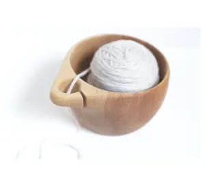 Handmade wooden yarn Bowl Wool Bowl Yarn Holder Wooden Bowl for knitting round shape holder and sale