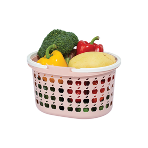 3205 PP Oval Storage <b>Basket</b> <b>with</b> Dual <b>Handles</b> and Apple-Shaped Holes, Durable Multipurpose <b>Plastic</b> Organizer - Product Image 4