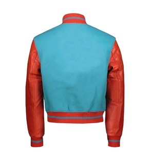 Collège de baseball veste de baseball en laine brodée pour hommes Hip Hop manches en cuir véritable Varsity CollegeBaseballjacket pour hommes - Product Image 2