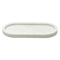 Plateau de service ovale élégant en marbre naturel, design moderne artisanal pour l'organisation de table, décoration intérieure, cadeau de luxe pour mariage