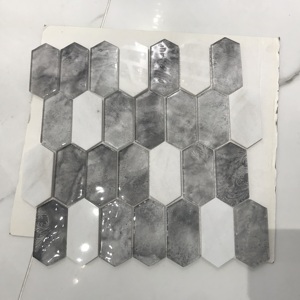 Phật sơn jbn khảm <span class=keywords><strong>2025</strong></span> thiết kế hiện đại hình lục giác hình dạng ánh thủy tinh khảm gạch mới mô hình phổ biến phòng tắm nhà bếp Nội Thất Tường - Product Image 2