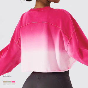 Sudadera de cuello redondo personalizada de alta calidad, Top corto de punto informal de algodón, sudaderas con capucha para mujer, sudadera recortada para mujer - Product Image 2