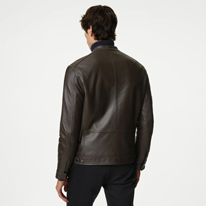 Factory Outlet Hombres Elegante chaqueta de cuero de vaca auténtica Diseño personalizado y bordado Cómoda chaqueta suave para hombres - Product Image 2