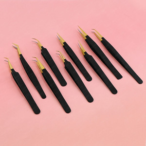 Pince à épiler pour extensions de cils avec prise en fibre à 45 degrés, marque privée personnalisée, pointe en fibre 75 45, pince à cils à 90 degrés - Product Image 3