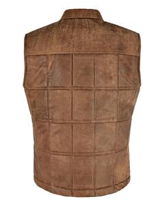 Vente en gros de haute qualité nouveau véritable gilet en cuir de moto marron sans manches respirant avec styles de boutons - Product Image 3