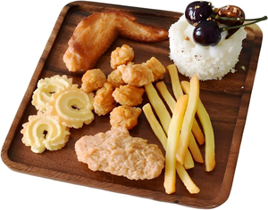 Assiette en bois d'acacia carrée de marque privée, plateau de service en bois, plateau à dessert, plateau à biscuits, plateau à collations - Product Image 1