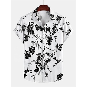 เสื้อฮาวายผ้าฝ้ายสำหรับผู้ชาย,เสื้อพิมพ์ลายดอกไม้ลำลองสไตล์ฮาวายสำหรับเสื้อยืดชายหาดปักโลโก้ปี2023 - Product Image 1