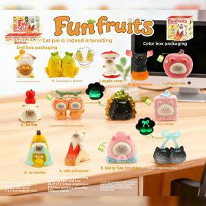 กล่องสุ่มตุ๊กตาแมว PAI น่ารัก คริสตัลพลังงาน ผลไม้แสนสนุก ของตกแต่งเรซิ่นรูปแมวเหมียว หินบำบัด ของตกแต่งโต๊ะทำงาน ของขวัญสุดพิเศษ - Product Image 5