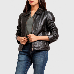 Ropa informal Chaqueta de cuero para mujer de tamaño adulto Fabricación genuina Chaqueta de cuero para mujer de diseño OEM genuino de la mejor calidad - Product Image 5