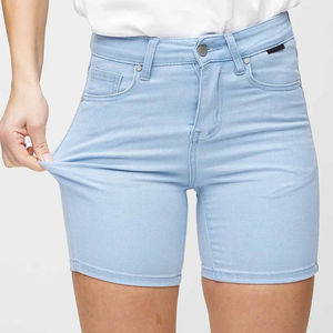 Shorts en jean pour femmes, 100% coton, séchage rapide, respirant, légèrement délavé, couleur unie, vintage, taille haute, streetwear, été - Product Image 6