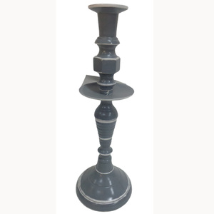 Aluminium Candle Stand Grey Elegant Candler for <b>Wedding</b> <b>Table</b> <b>Top</b> Christmas Accent Upcoming 2024 Party Accessories - Product Image 1