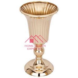 Decoración para sala de estar, jarrones de flores de mesa con diseño a rayas de Color dorado, decoración del hogar, jarrones de aluminio de alta calidad - Product Image 2