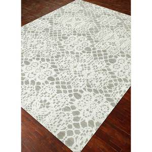 Alfombra Kavi Gris y Negra con Patrón Geométrico, Tejida a Mano con Lana y Seda de Bambú, 10 mm de Grosor, para Sala de Estar o Pasillo -Esk-453 - Product Image 2