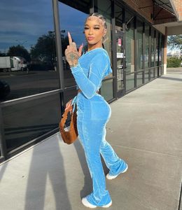 Conjuntos de 2 piezas para mujer, chándal de terciopelo, chaqueta con capucha y cremallera, conjunto de chándal informal con bolsillos - Product Image 4