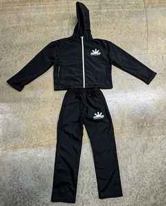 ชุดเซ็ตเสื้อฮู้ดซิปและกางเกงวอร์มผู้ชายสำหรับฤดูหนาว ผ้าเฟรนช์เทอร์รี่ ทรงโอเวอร์ไซส์ ไหล่ตก ทรงบ็อกซี่ เสื้อครอป ชุดสองชิ้น - Product Image 1