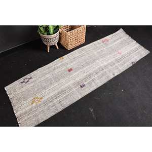 Vintage Beige Rustic Wool <b>Rug</b> 2x6.3ft Large Area Classic <b>Boho</b> Style Patchwork Pattern Plush Pile Height for Living Bedroom Latex - Product Image 2