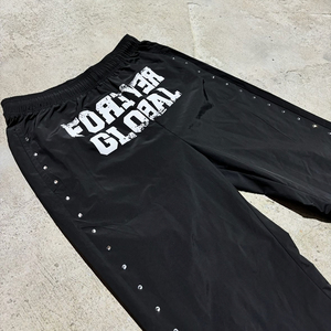 Pantalon de survêtement évasé en coton personnalisé coupe normale avec strass jambe large respirante léger grande taille pour l'hiver Streetwear pour hommes - Product Image 3