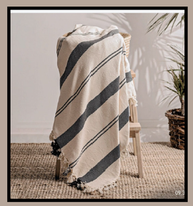 Blanc Noir Croix Motif 100 Couvre-lit en coton naturel Brochet tissé 200x240 cm 79x95 pouces - Product Image 5