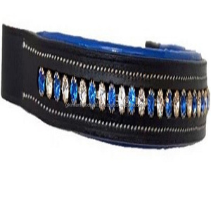 Banda de cejas de caballo de cuero negro y marrón acolchada suave y cómoda con brillo para caballos Bandas de cejas de cristal en forma de U Dressage - Product Image 5