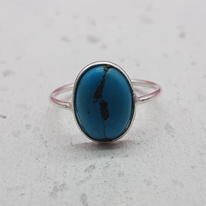 Bague délicate en argent sterling 925, lunette tibétaine en pierre précieuse turquoise, cadeau de fête de mariage artisanal pour son cadeau de noël - Product Image 1