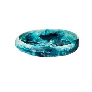 Bol et plat de service en résine écologique polie artisanale, couleur bleue, passe au lave-vaisselle, pour les fêtes et la maison, fabriqué en Inde - Product Image 2