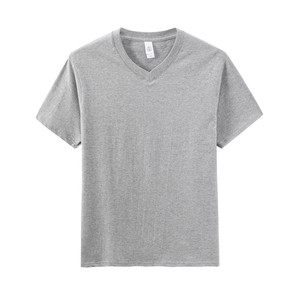 T-shirt décontracté unisexe à manches courtes en toile 100% coton à séchage rapide, col en V, personnalisable avec logo OEM, vente en gros, uni, vierge, pour hommes et femmes - Product Image 6