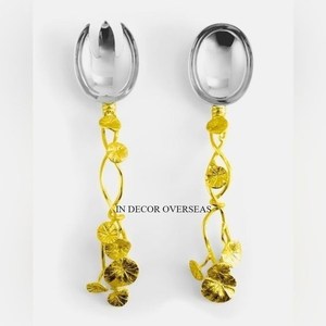 Juego de cubiertos de diseño de hojas y flores pulidas brillantes plateadas de acero inoxidable para uso en la cocina del hogar y el Hotel Suministros de cubiertos - Product Image 2