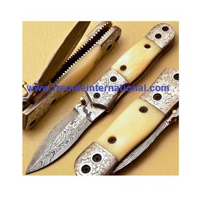 Cuchillo plegable de acero de Damasco, cuchillo de bolsillo de alta calidad hecho a mano - Product Image 5