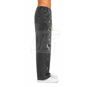 Pantalon déchiré délavé pour homme, coupe décontractée, coton, style streetwear, bas de tenue tendance - Product Image 6